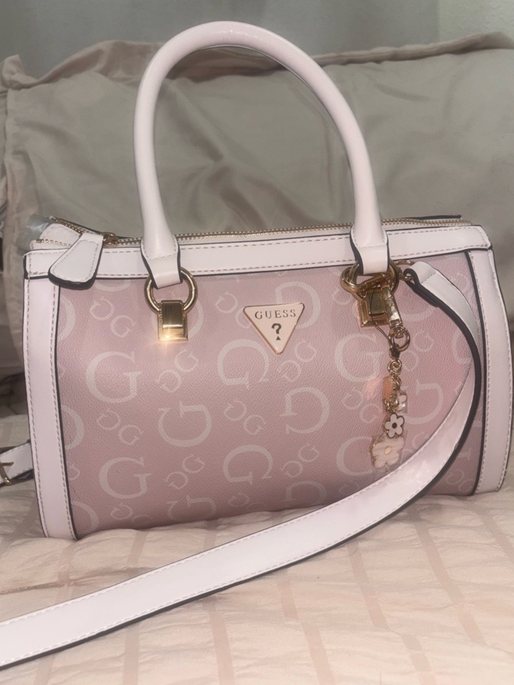 💕 Rare Guess Monogram Logo Light Pink Cherry Blossom Hand / Shoulder Purse 💕